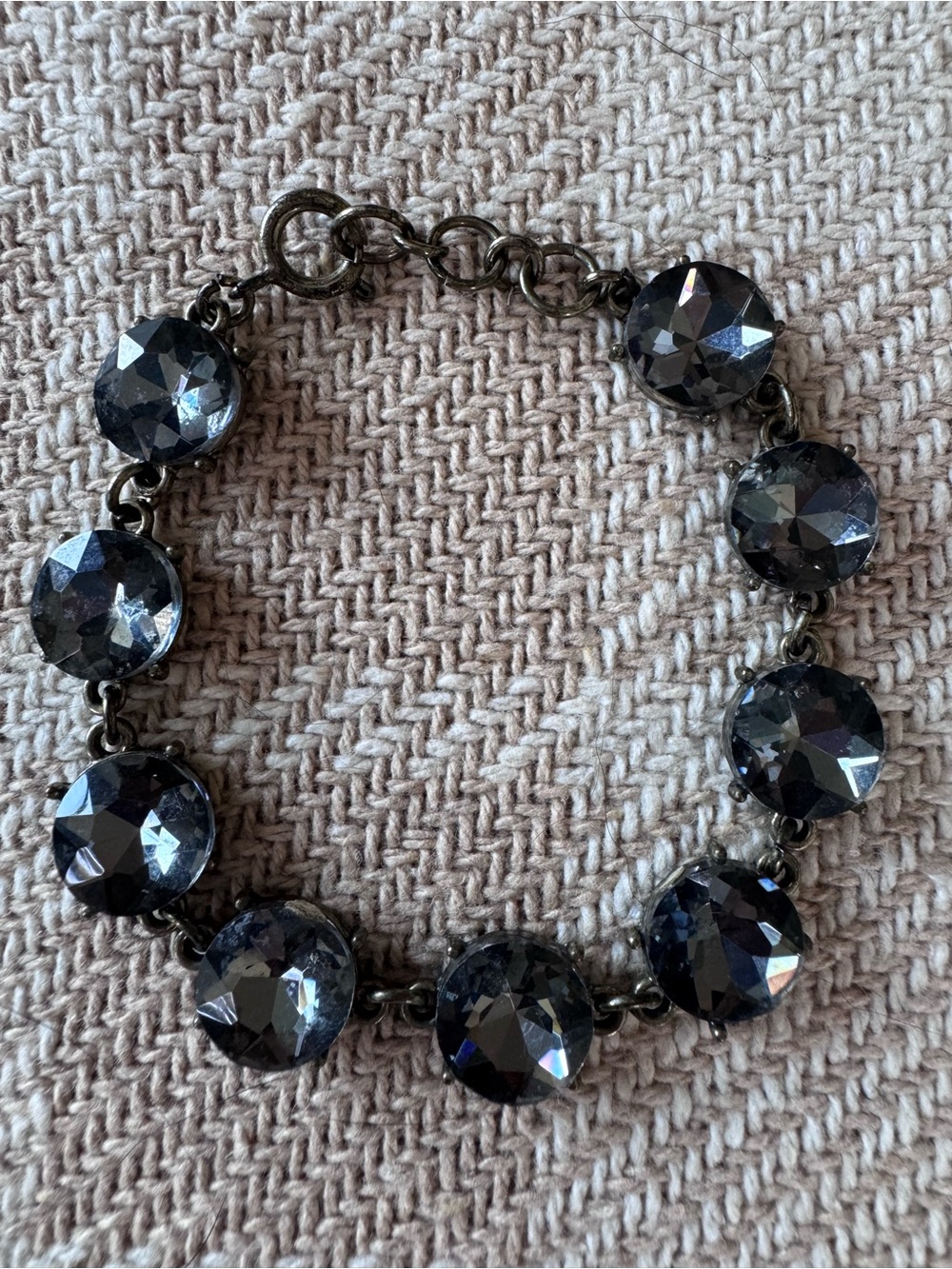 Crystal Link Bracelet - Antique Gold Black Crystal Fashion Bracelet